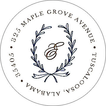 Laurel Wreath Round Address Labels